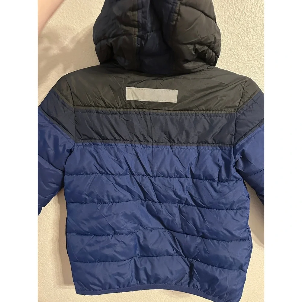 Gymboree Boys Blue Black Puffer Hooded Jacket Size S 5-6